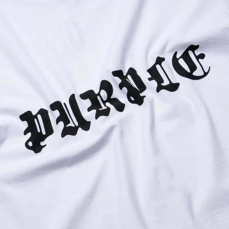 Purple Brand Gothic Wordmark Tee - White library event
