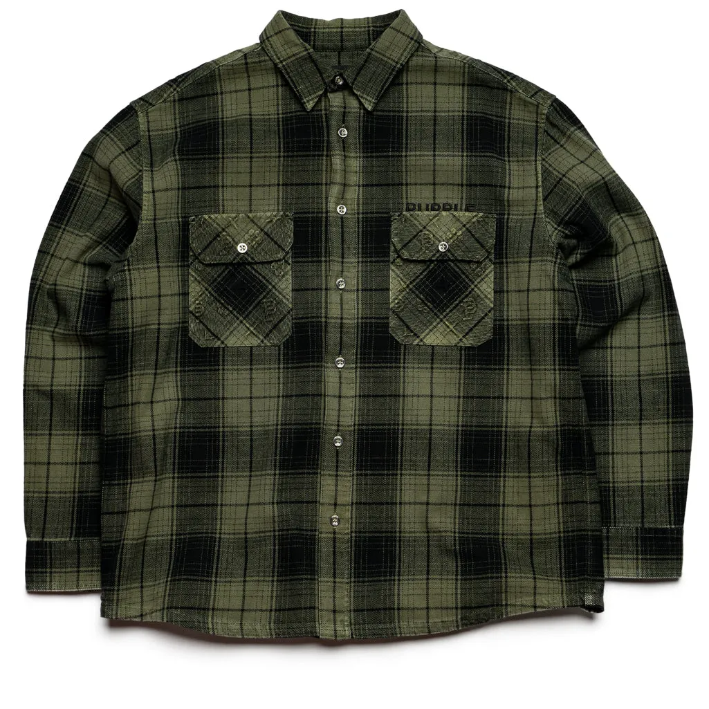 Purple Brand Overdyed Flannel  - Green tailored look Everyday Outfit