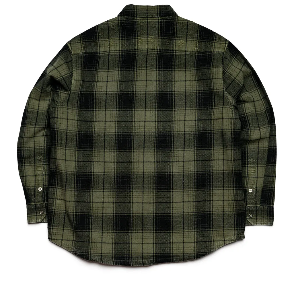 Purple Brand Overdyed Flannel  - Green Modern Aesthetic Timeless Classic