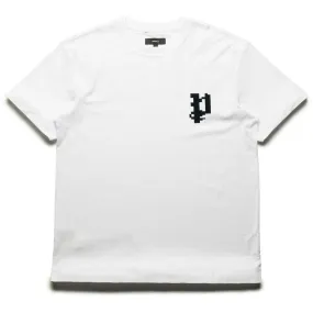 Sunny Day Neutral Colors Purple Brand Pixelated Gothic Tee - White