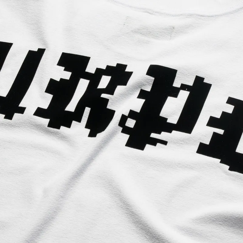 dry environment Cuffed Sleeves Purple Brand Pixelated Gothic Tee - White