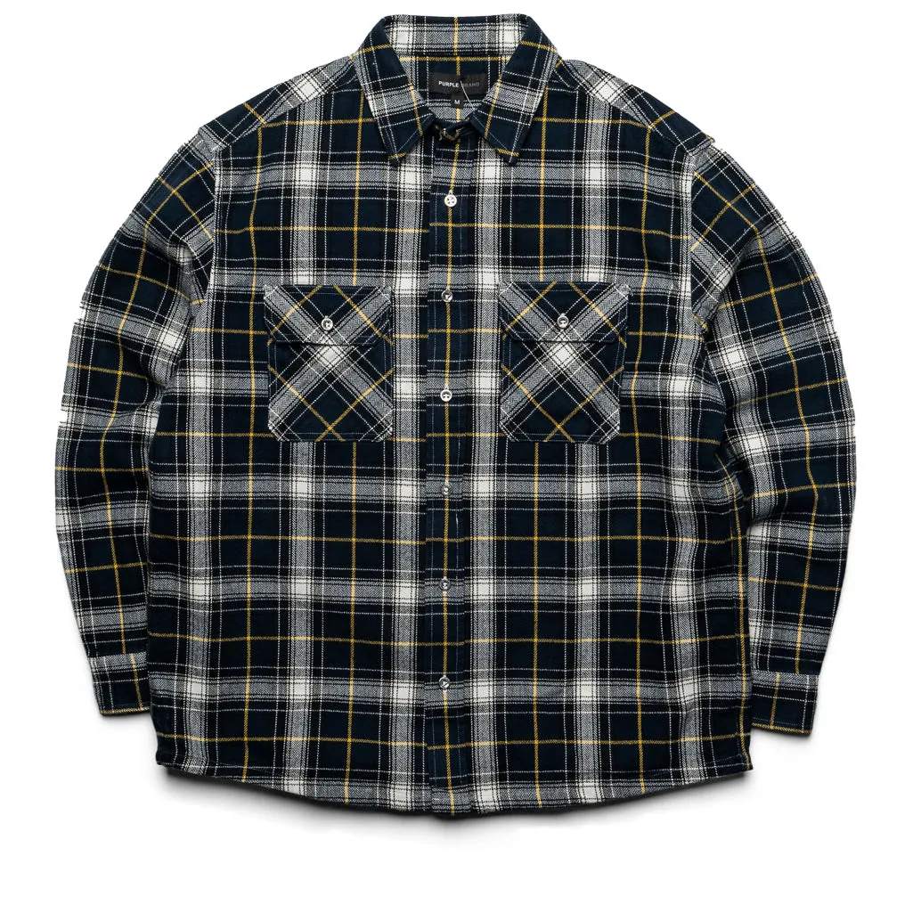Purple Brand Plaid Flannel Shirt - Black No Chafe Edging