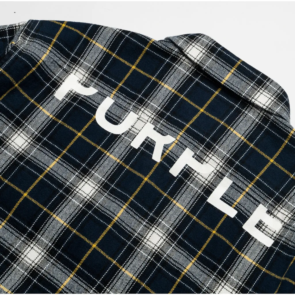 Organic Cotton Military Inspired Purple Brand Plaid Flannel Shirt - Black