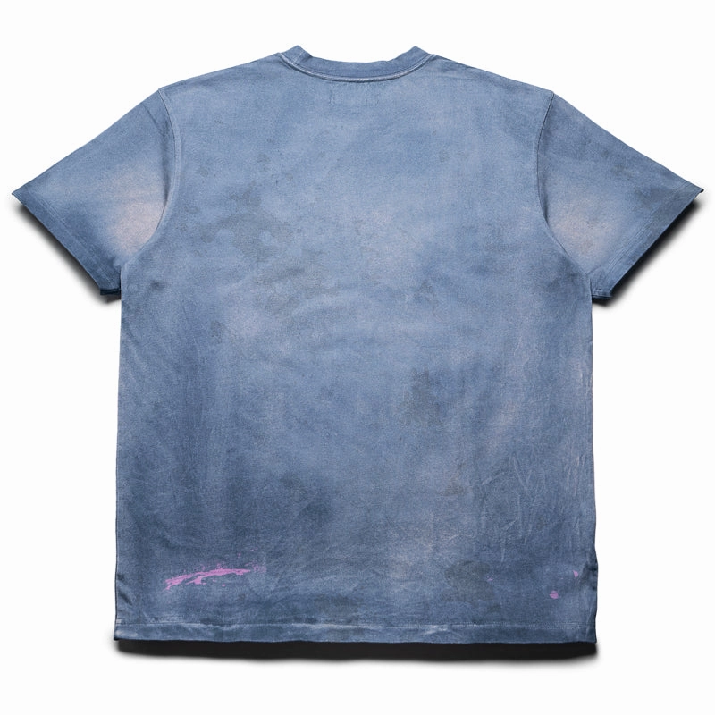 Checked Purple Brand Wordmark Tee - Blue