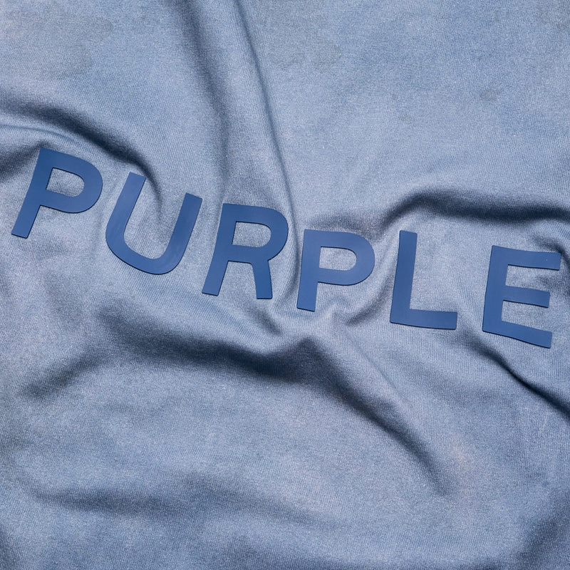 Female Cuffed Sleeves Purple Brand Wordmark Tee - Blue
