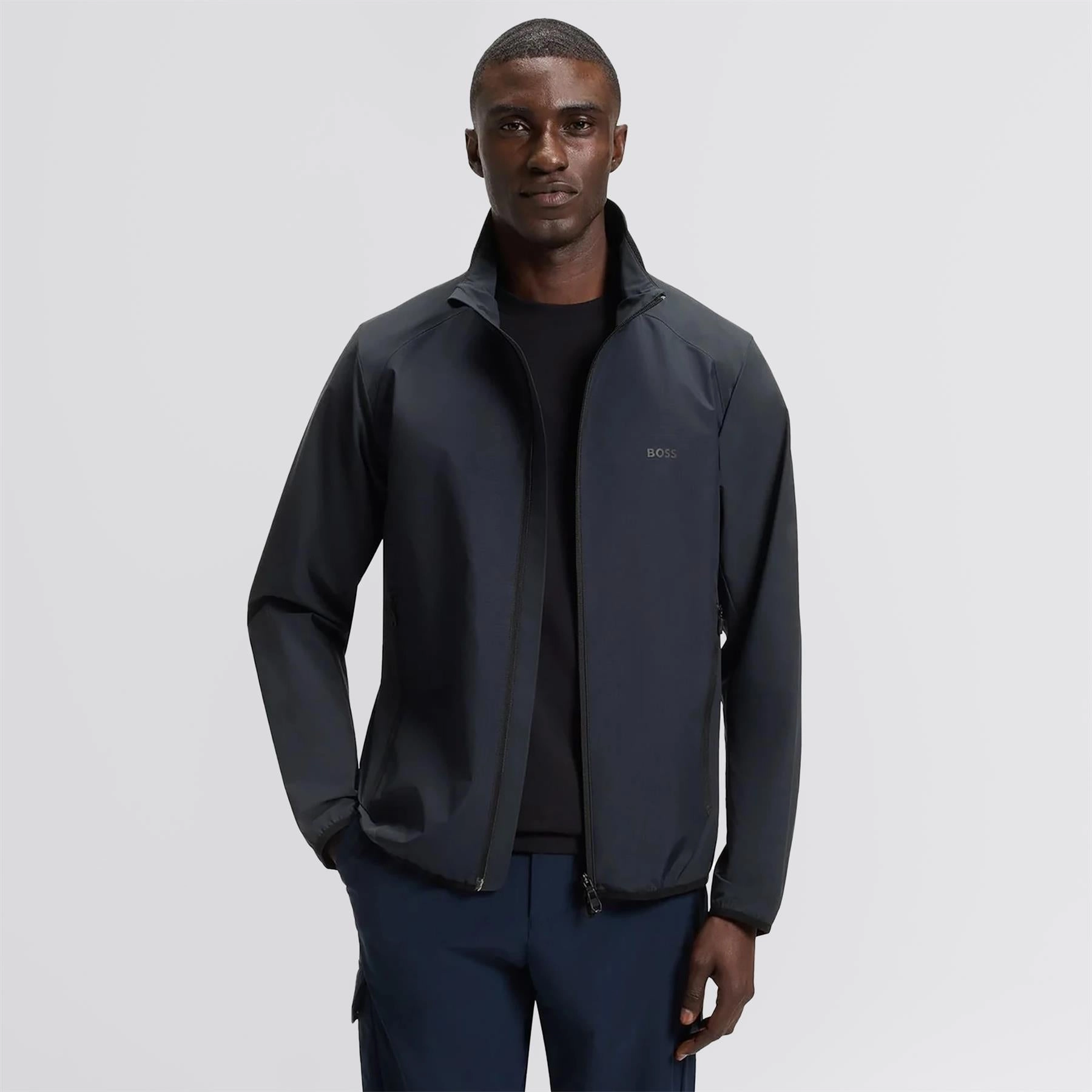 Putt Full Zip Lightweight Jacket Dark Blue Expandable Sleeve Cuffs sports event