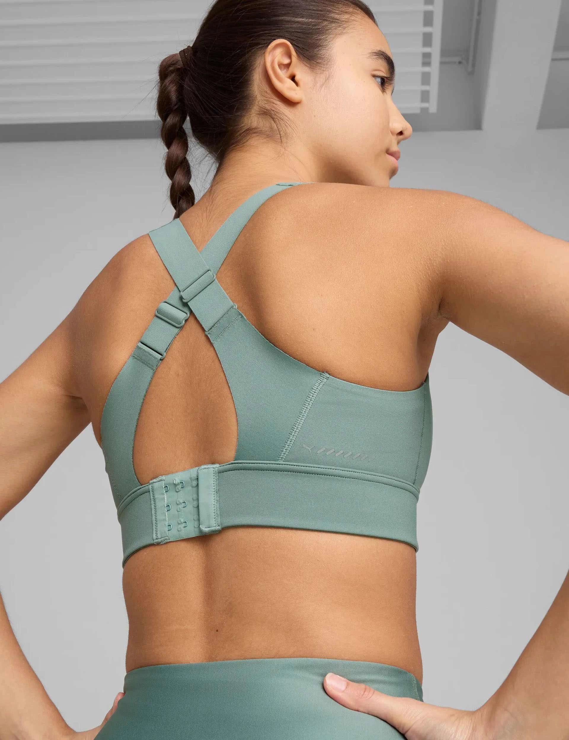 PWRbreathe Run Bra - Green Moon elastic waistband Sleeveless seams