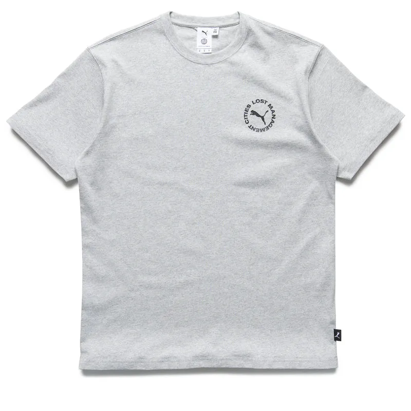 Flats soccer event Lost Management Cities x Puma Cat Tee - Light Gray Heather