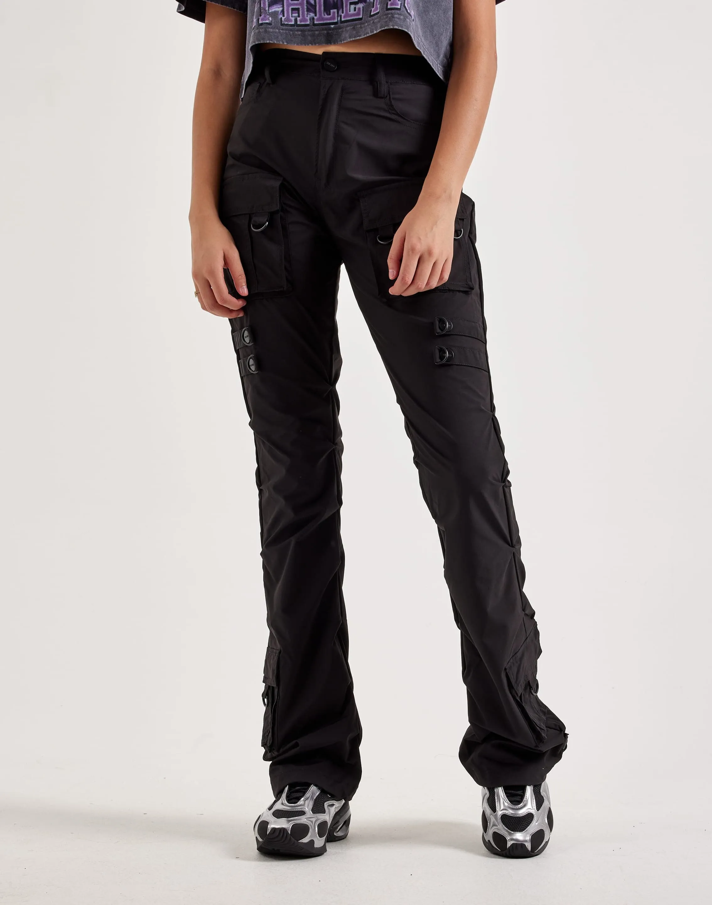 mesh ventilation WrinkleResistantFabric Smoke Rise High-Rise Nylon Pants