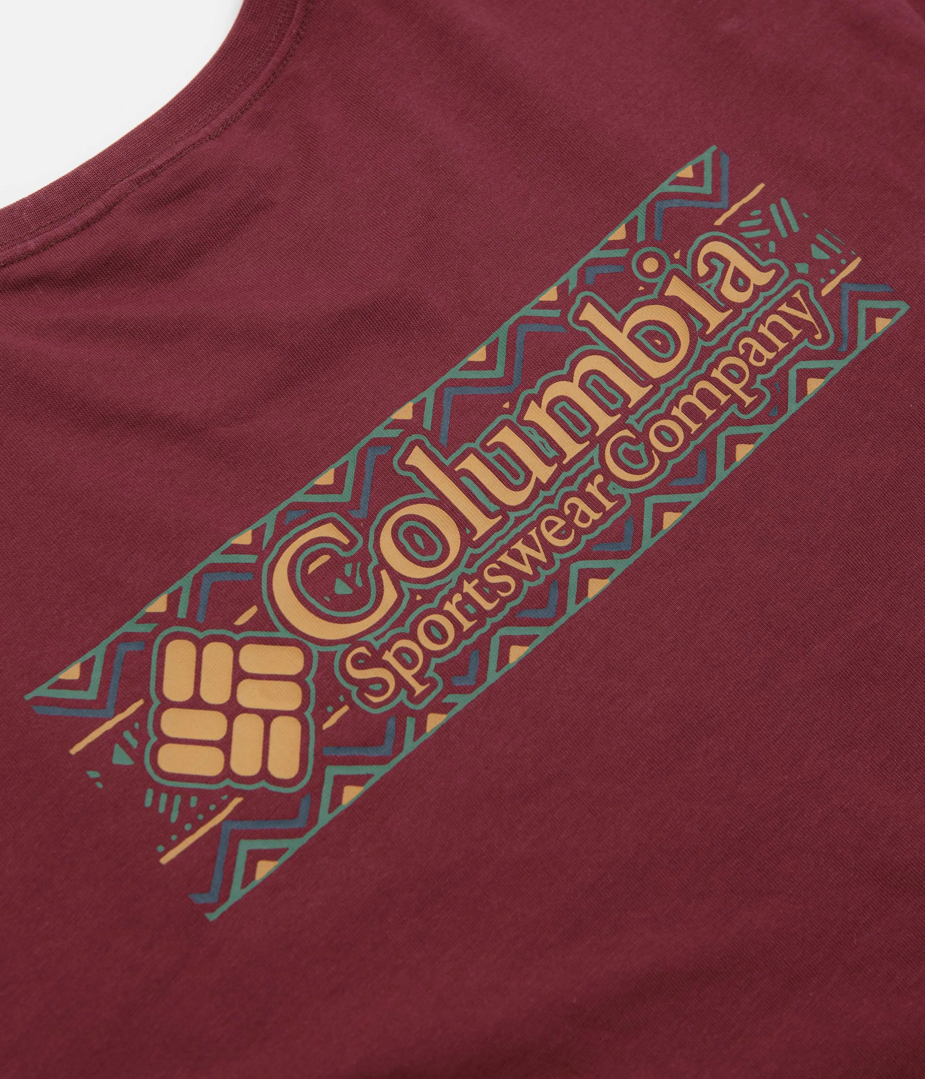 checkered pattern Smart Columbia Explorers Canyon Long Sleeve T-Shirt - Rich Wine / Branded Blanket