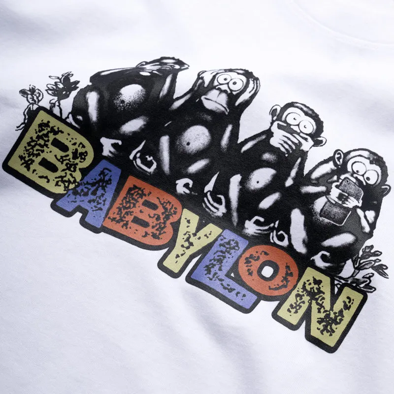 Babylon Monkey Business Tee - White martial arts Knee Length