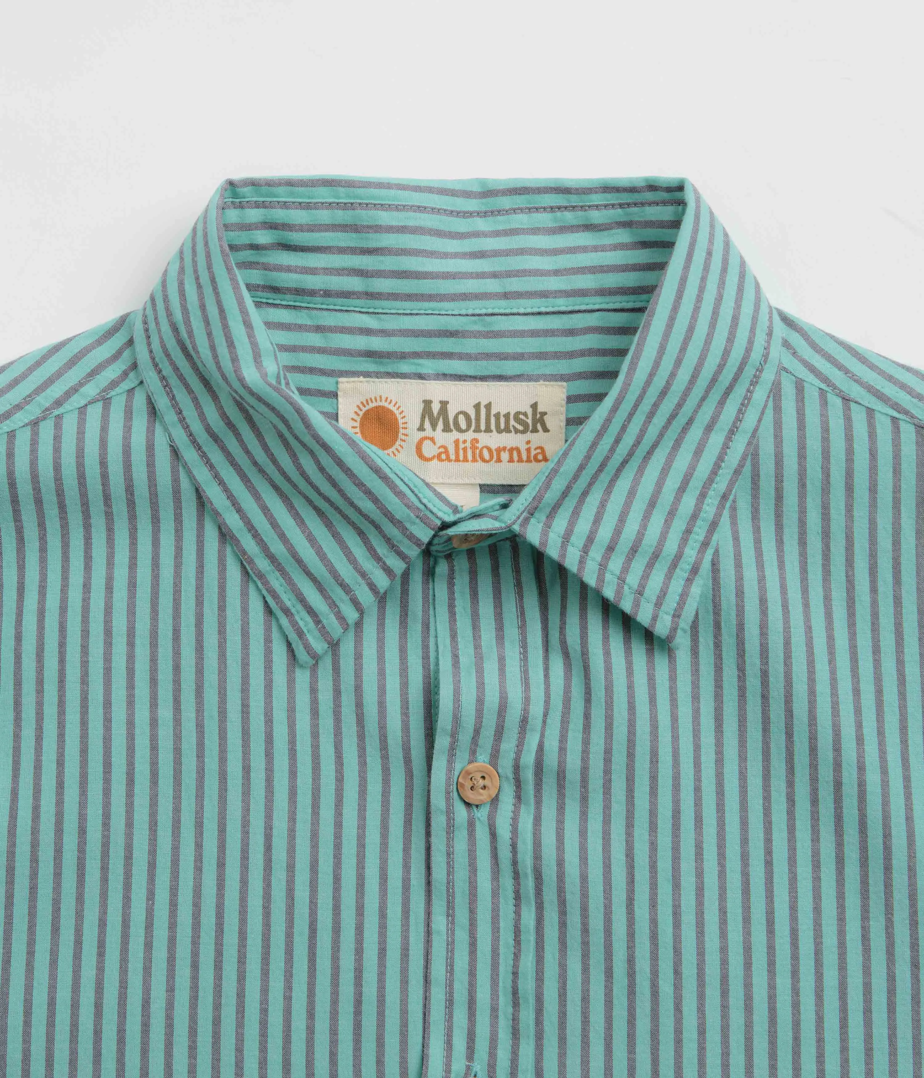 Denim Blend All Purpose Weave Design Mollusk Summer Shirt - Blue Teal Stripe
