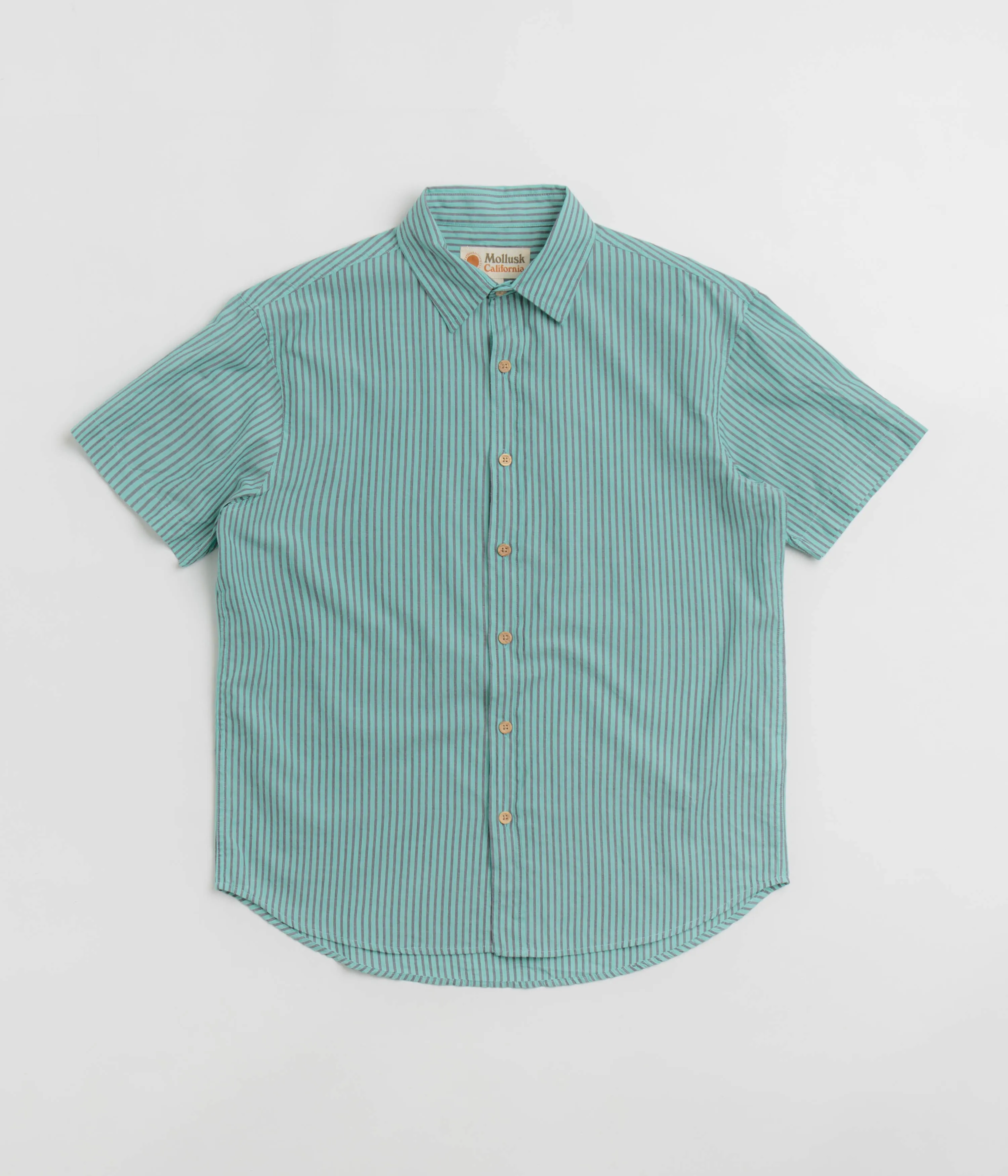 Mollusk Summer Shirt - Blue Teal Stripe Warm Layers Youthful Appeal