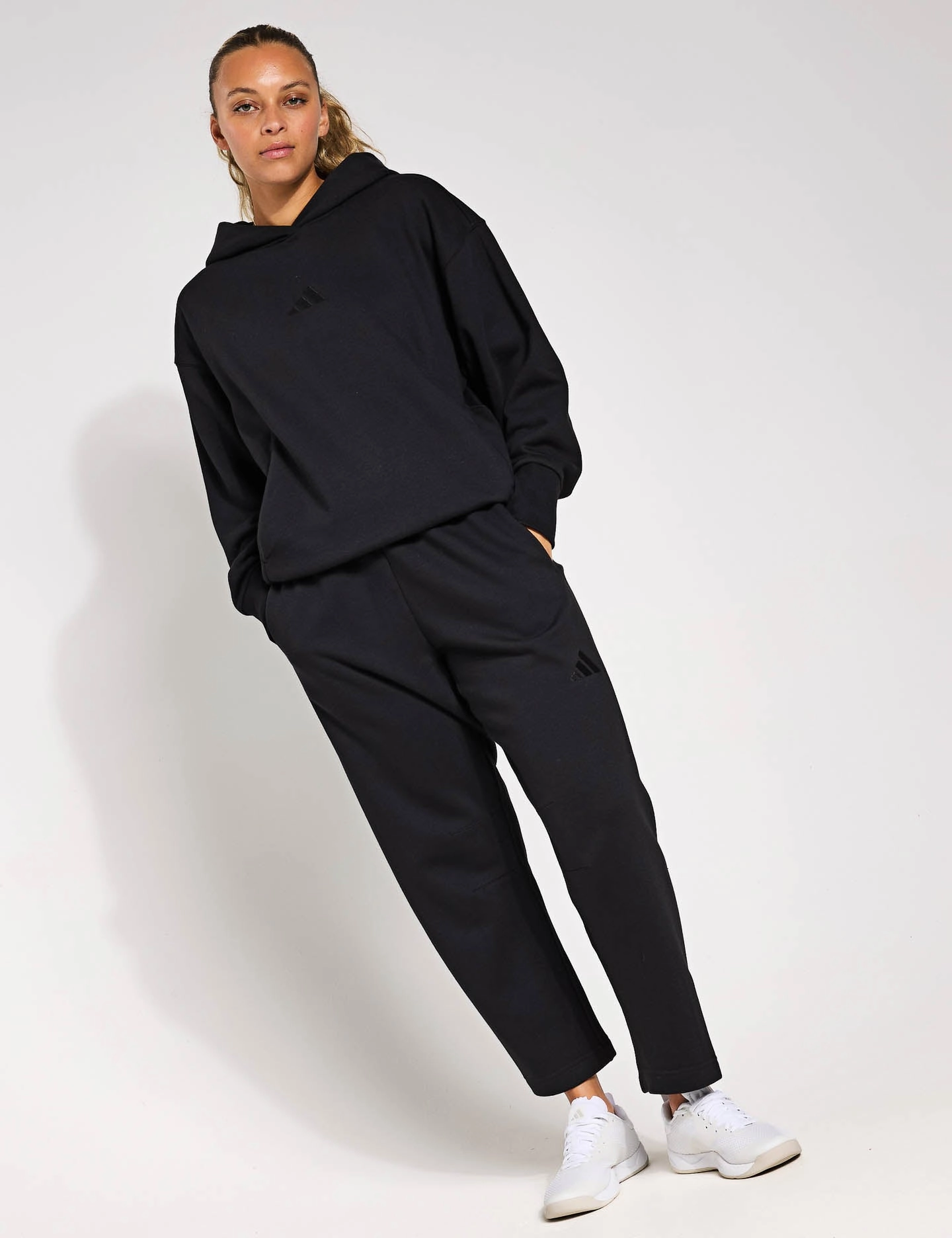 ALL SZN Fleece Barrel Leg Joggers - Black Adjustable Toggle
