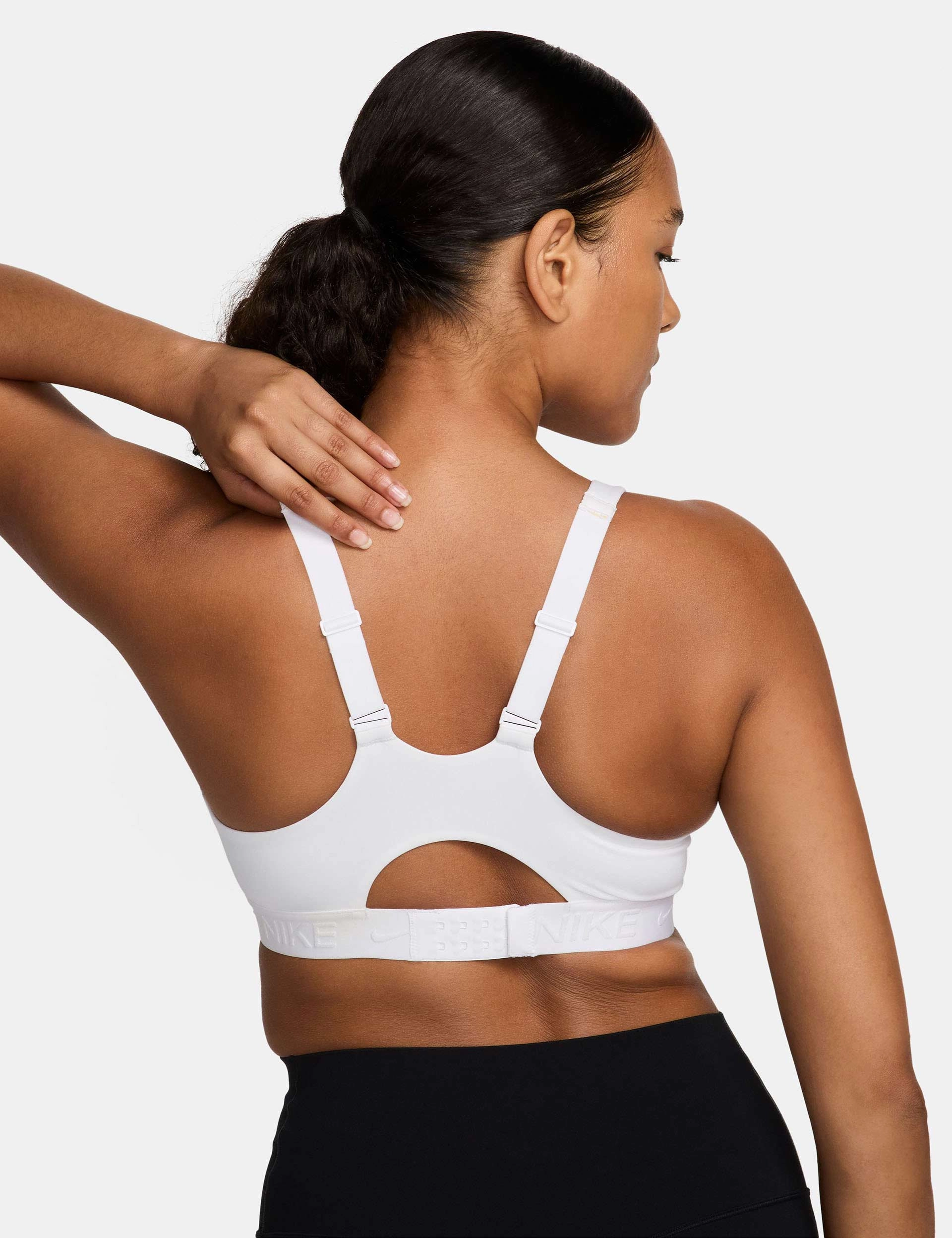 Non-Chafing Edge Indy High Support Sports Bra - White/Stone Mauve