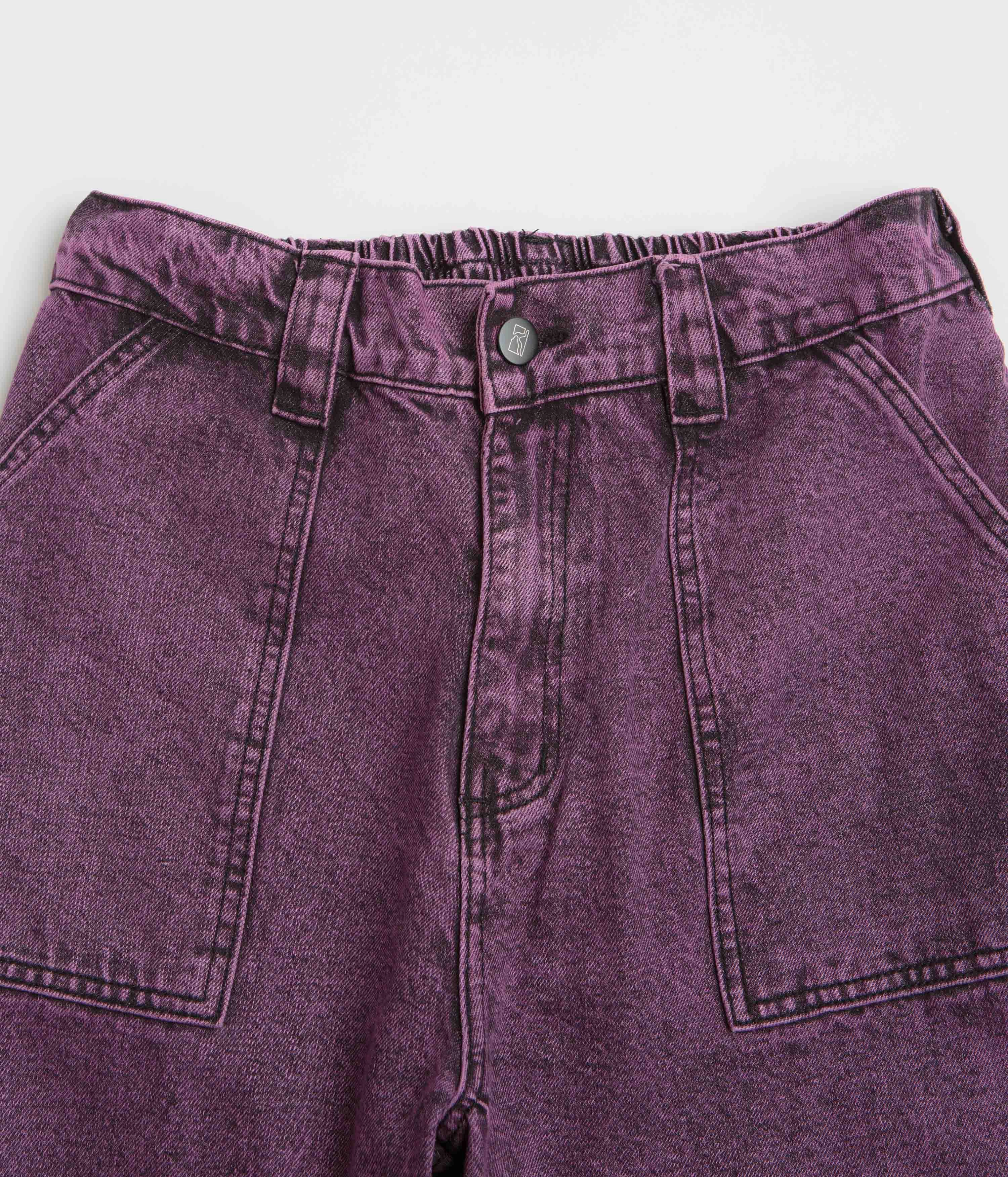 Cozy Comfort HighRiseWaistband Poetic Collective Painter Pants - Purple Acid Wash Denim