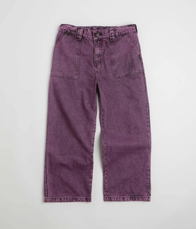Poetic Collective Painter Pants - Purple Acid Wash Denim OrganicCotton Reflective accents