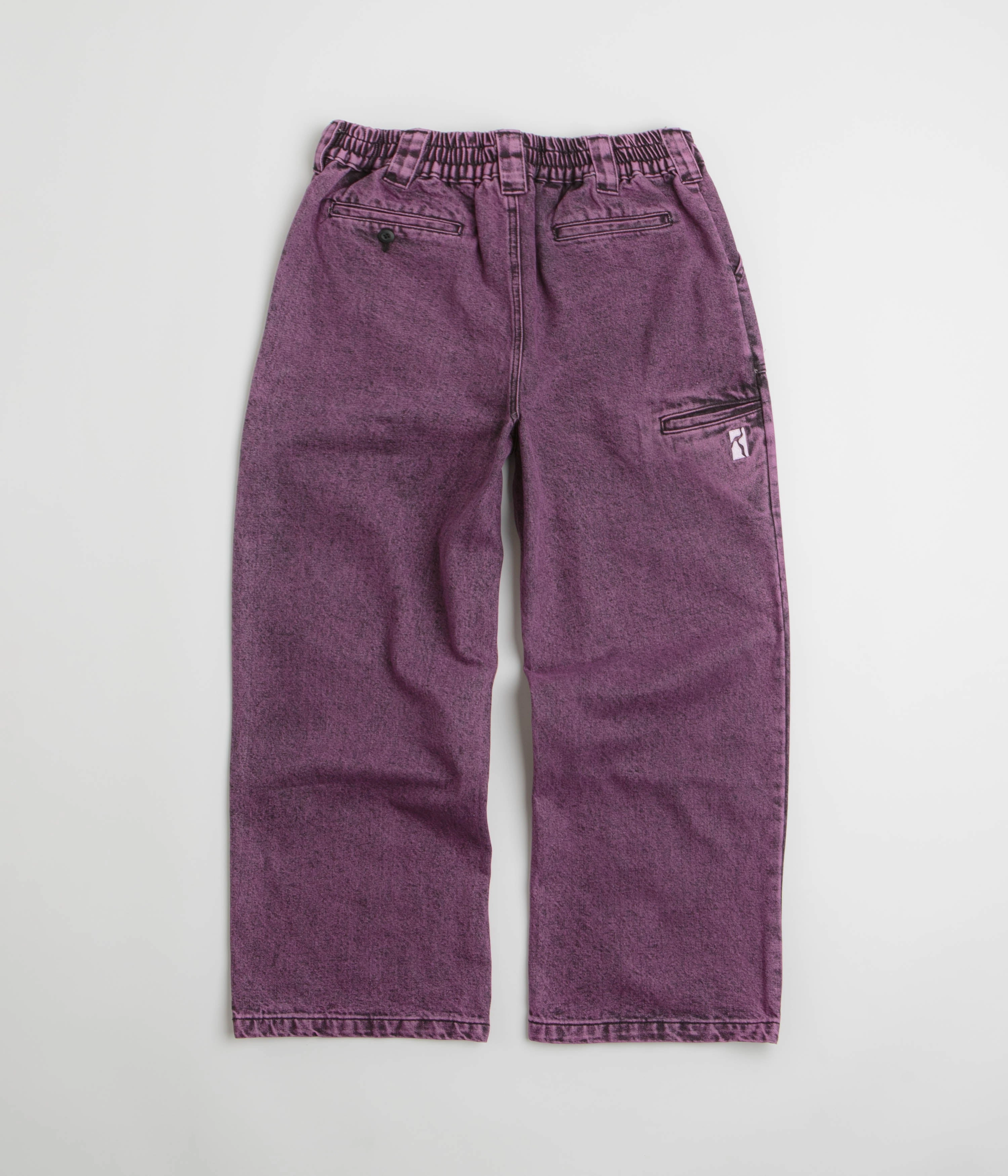 Stretch Motion Poetic Collective Painter Pants - Purple Acid Wash Denim
