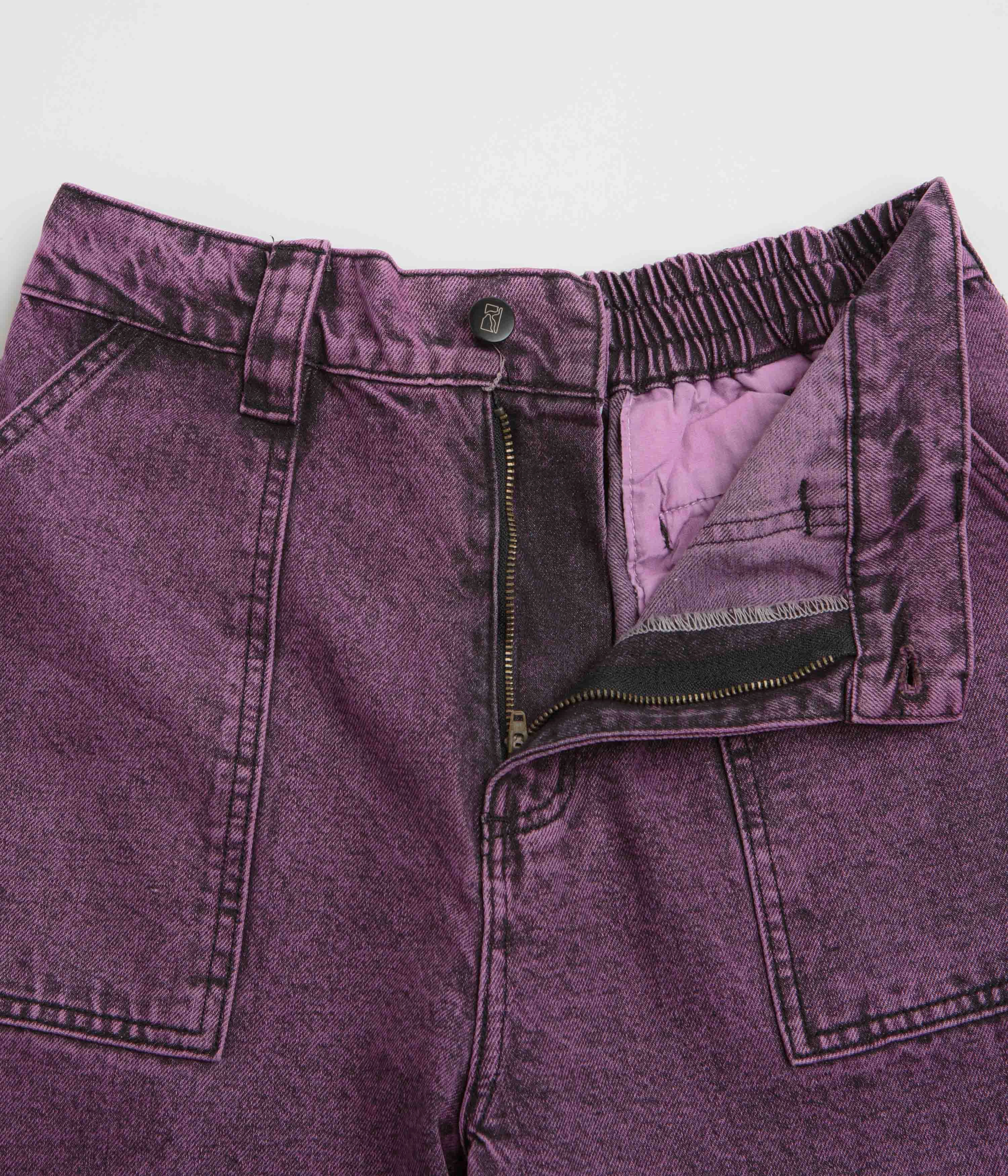 Secure Closures Poetic Collective Painter Pants - Purple Acid Wash Denim