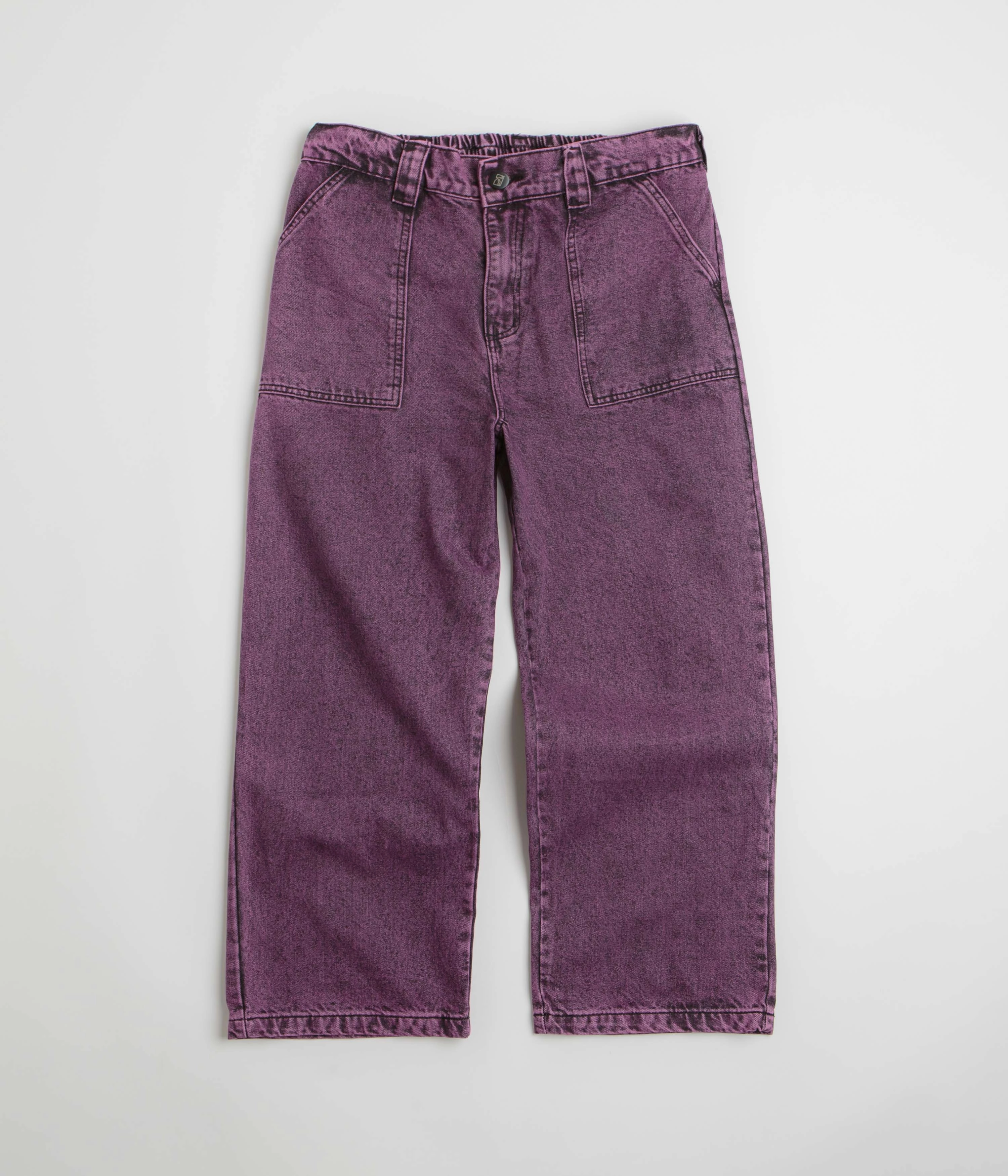 Poetic Collective Painter Pants - Purple Acid Wash Denim OrganicCotton Reflective accents