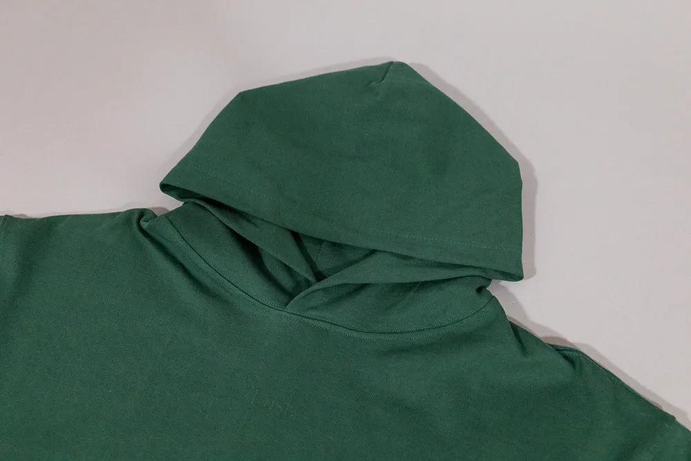 Lust Brand Hoodie 'Green' Versatile Layering Ribbed Collar Design