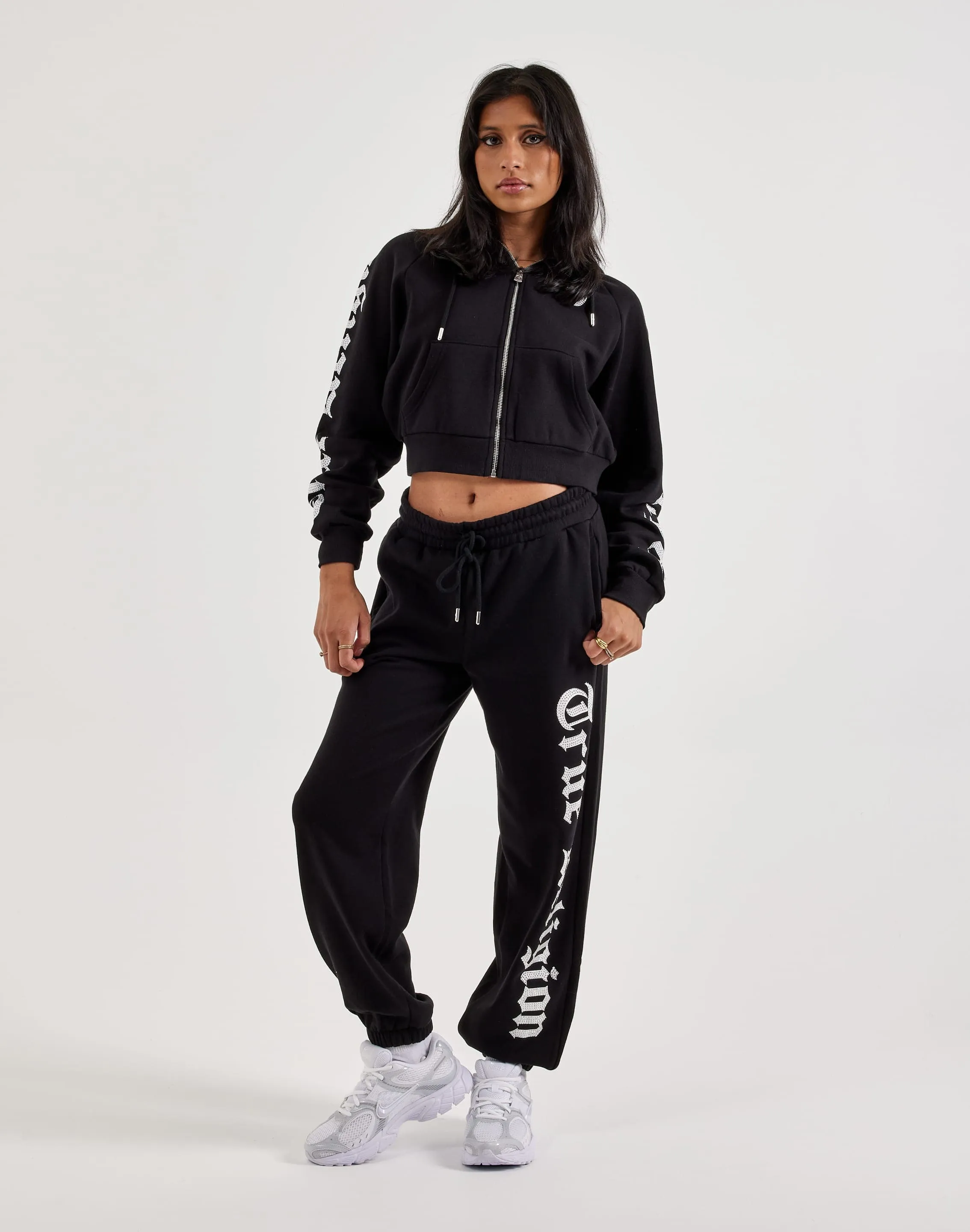 Low Care True Religion Crystal Full-Zip Fleece Hoodie