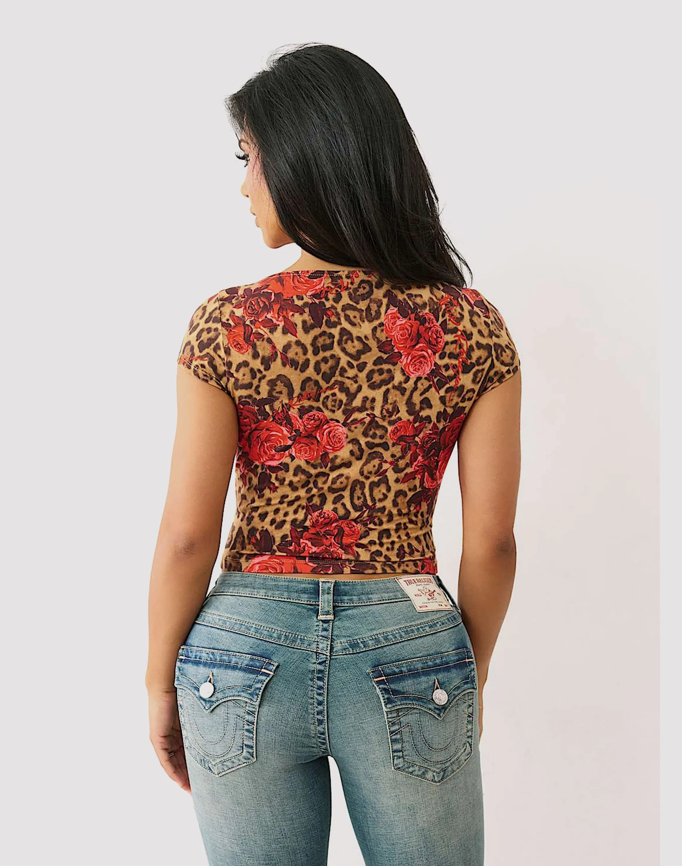 Royal Mode Sky Mood True Religion Leopard Rose Tee