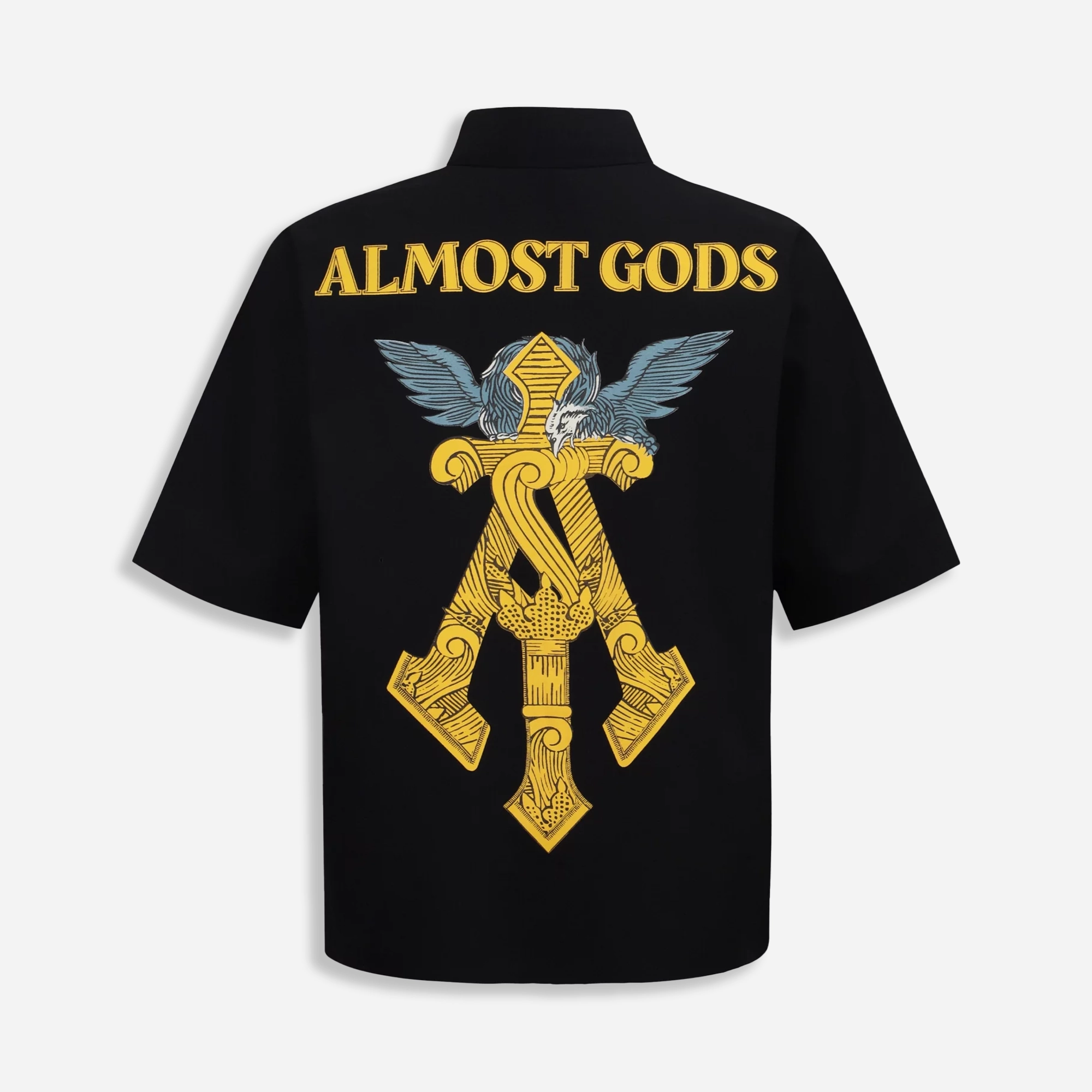 Lightweight Construction London Edge ALMOST GODS | GILDED ALPHA CROSS RELAXED SHIRT { BLACK