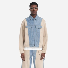 REPRESENT | R4 COLOUR BLOCK DENIM JACKET { BLUE Thermal Insulation Layer