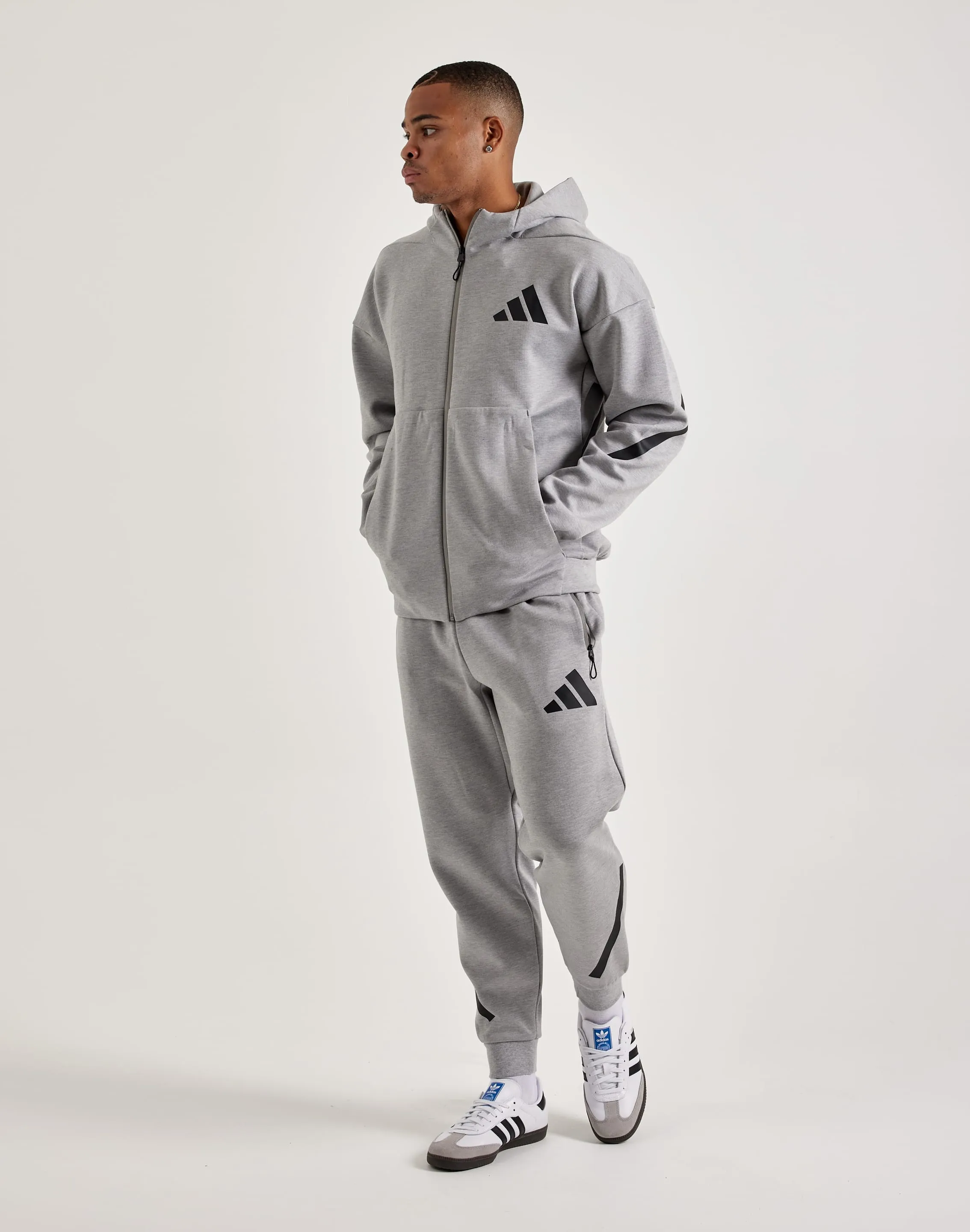 Adidas Z.N.E. Full-Zip Hoodie MachineWashable Fabric Silver Glow