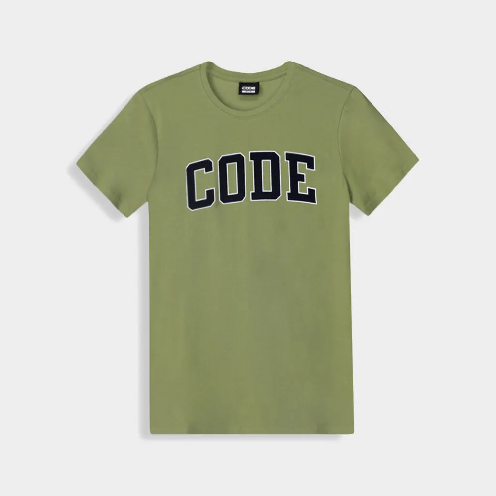 PressureRelief Seams Code Mens Flock Gollegiate Graphic Tee Green