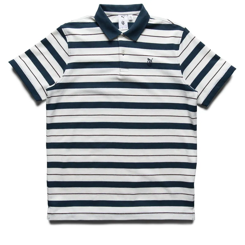 Flexible Shoulder Panels Classic Appeal Quiet Golf x Puma Sunday Stripe Polo - Warm White