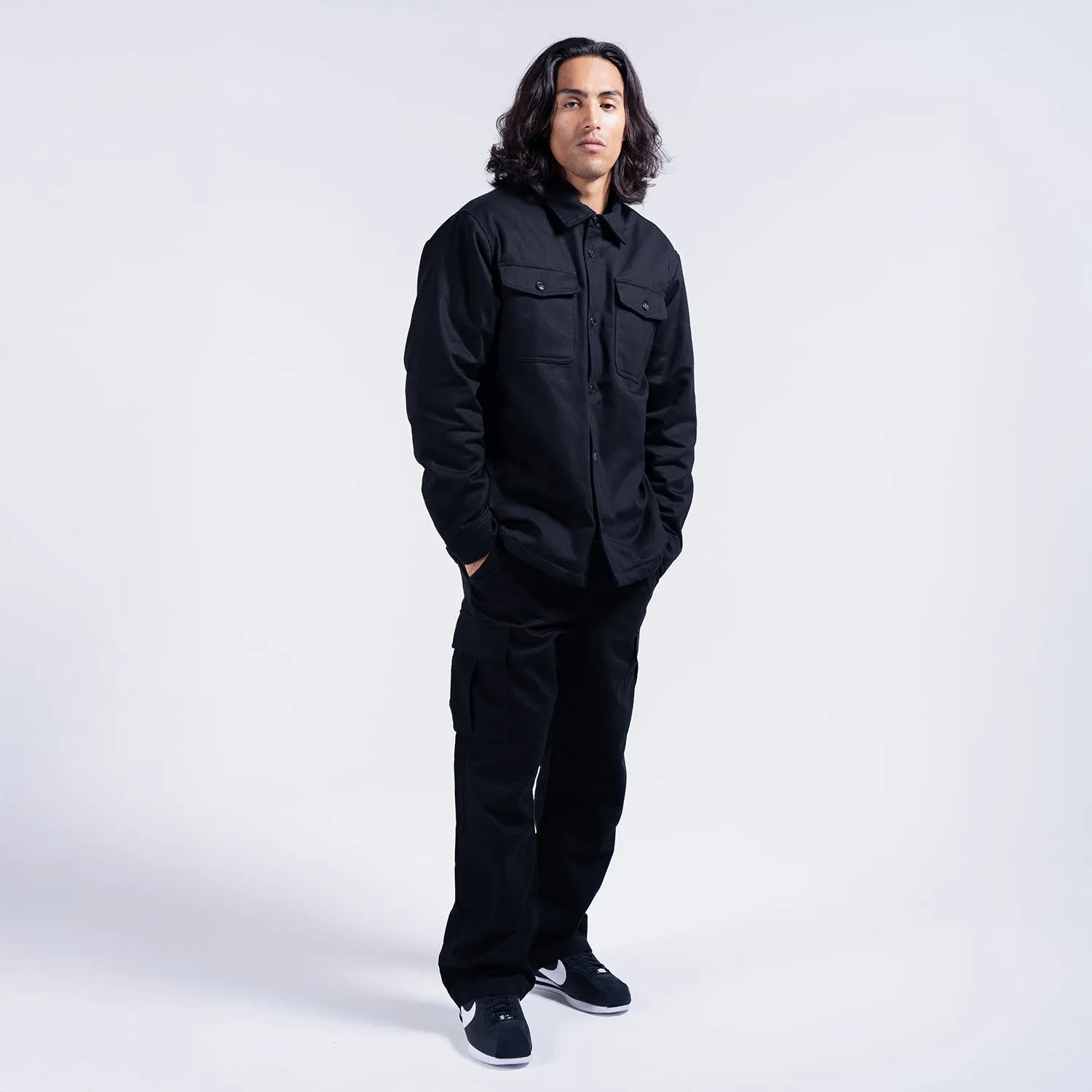Quilted Lined Twill Shirt Jacket - Mens Scandi Clean
