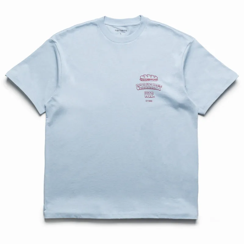 Carhartt WIP Sandwich Tee - Blue Fog Wedding guest pajama pants silhouette