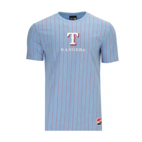 WearResistantHem Breathable mesh lining Rangers Team Logo Pinstripe Tee - Mens