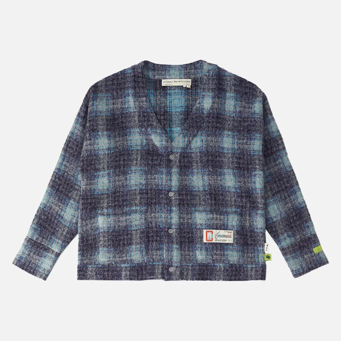 LightweightDesign Handmade Fit ABC. SHAGGY BEAVERCHECK CARDIGAN - BLUE
