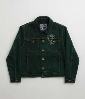 birthday Collarless Rassvet Lined Denim Jacket - Green