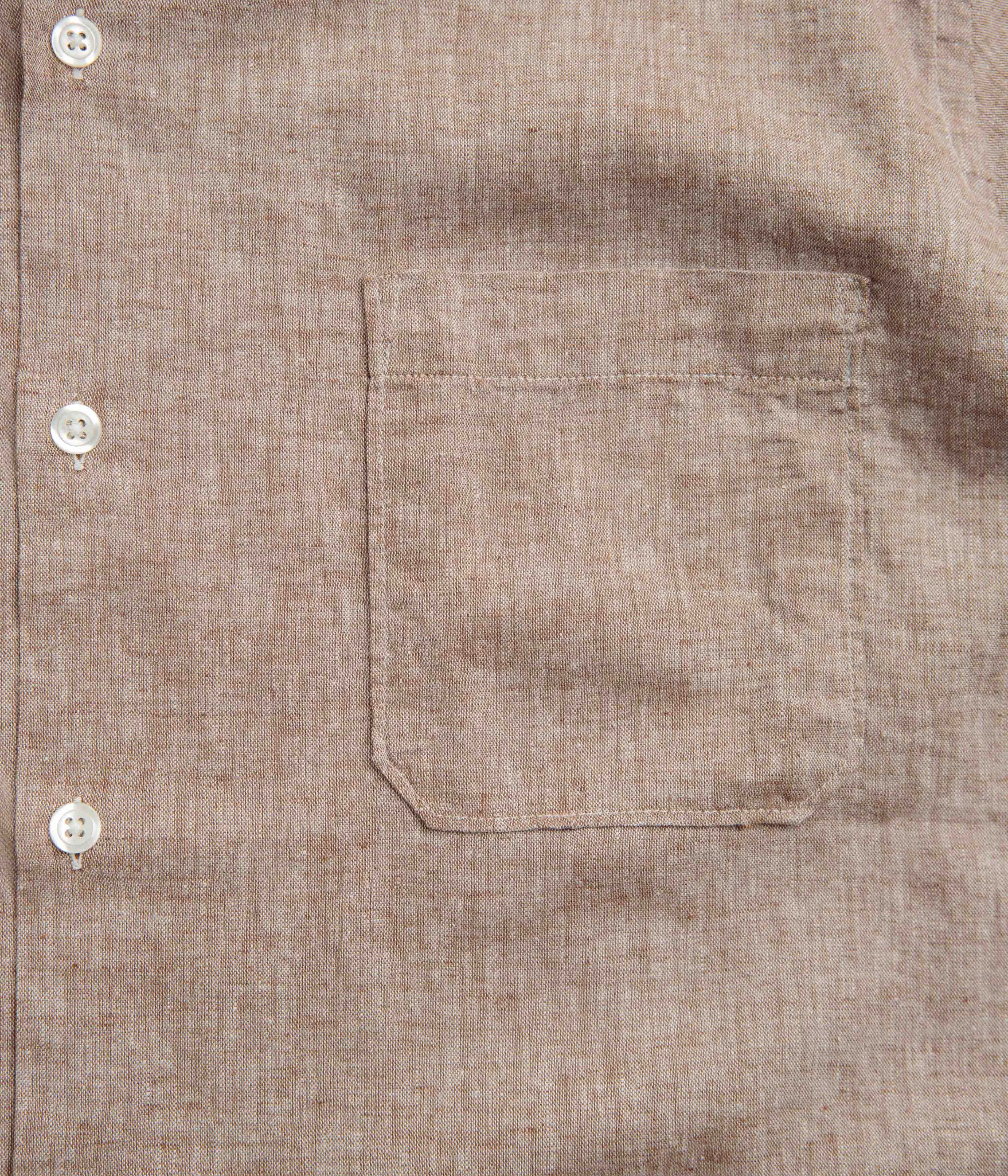 Universal Works Road Shirt - Brown Structured Shoulder Support