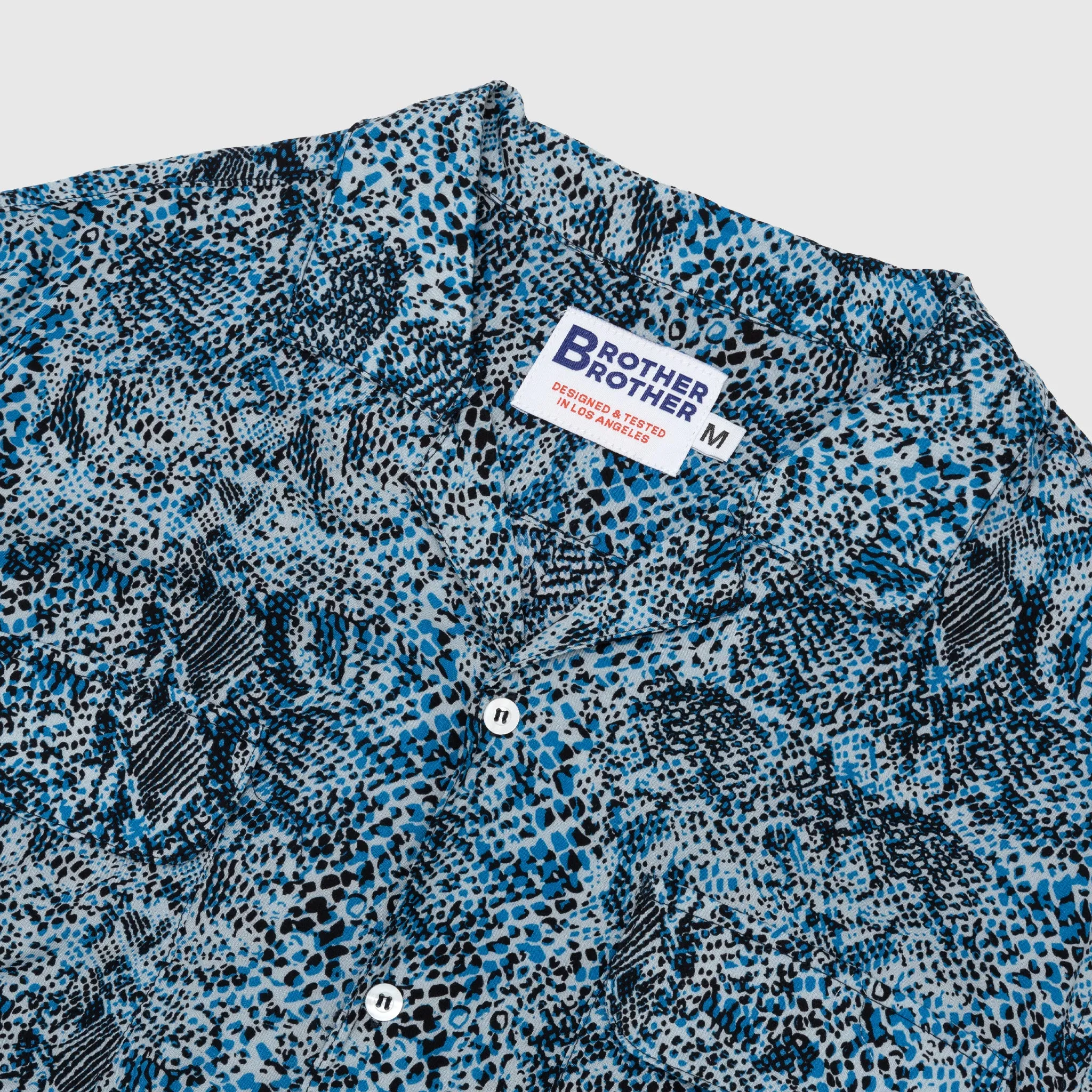 Geometric Print Premium Pima Cotton RAYON CAMP COLLAR L/S SHIRT