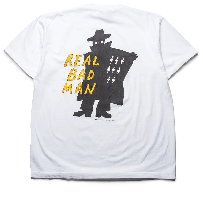 Real Bad Man Comix Tee - White bead graphic hem