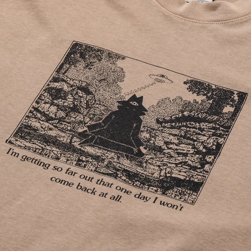 Real Bad Man Warning Tee - Beige Layered Hem Reinforcement statement details