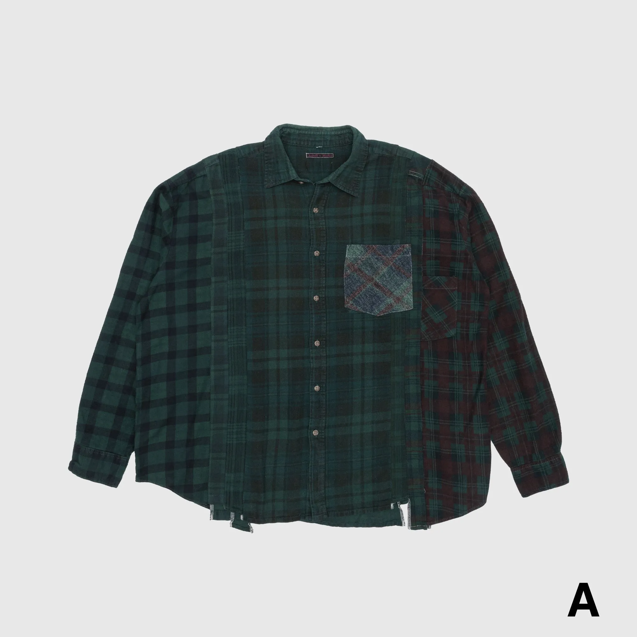 Twill Weave Performance Fabric REBUILD BY NEEDLES 7 CUTS OVER DYE WIDE FLANNEL SHIRT