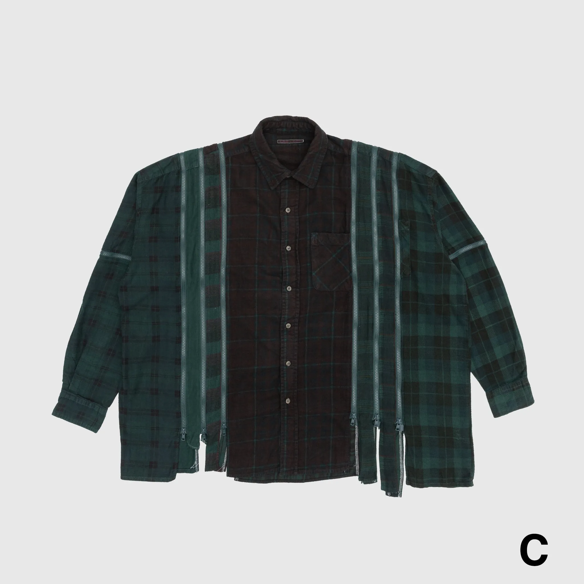 Runway Inspired REBUILD BY NEEDLES 7 CUTS ZIPPED WIDE SHIRT