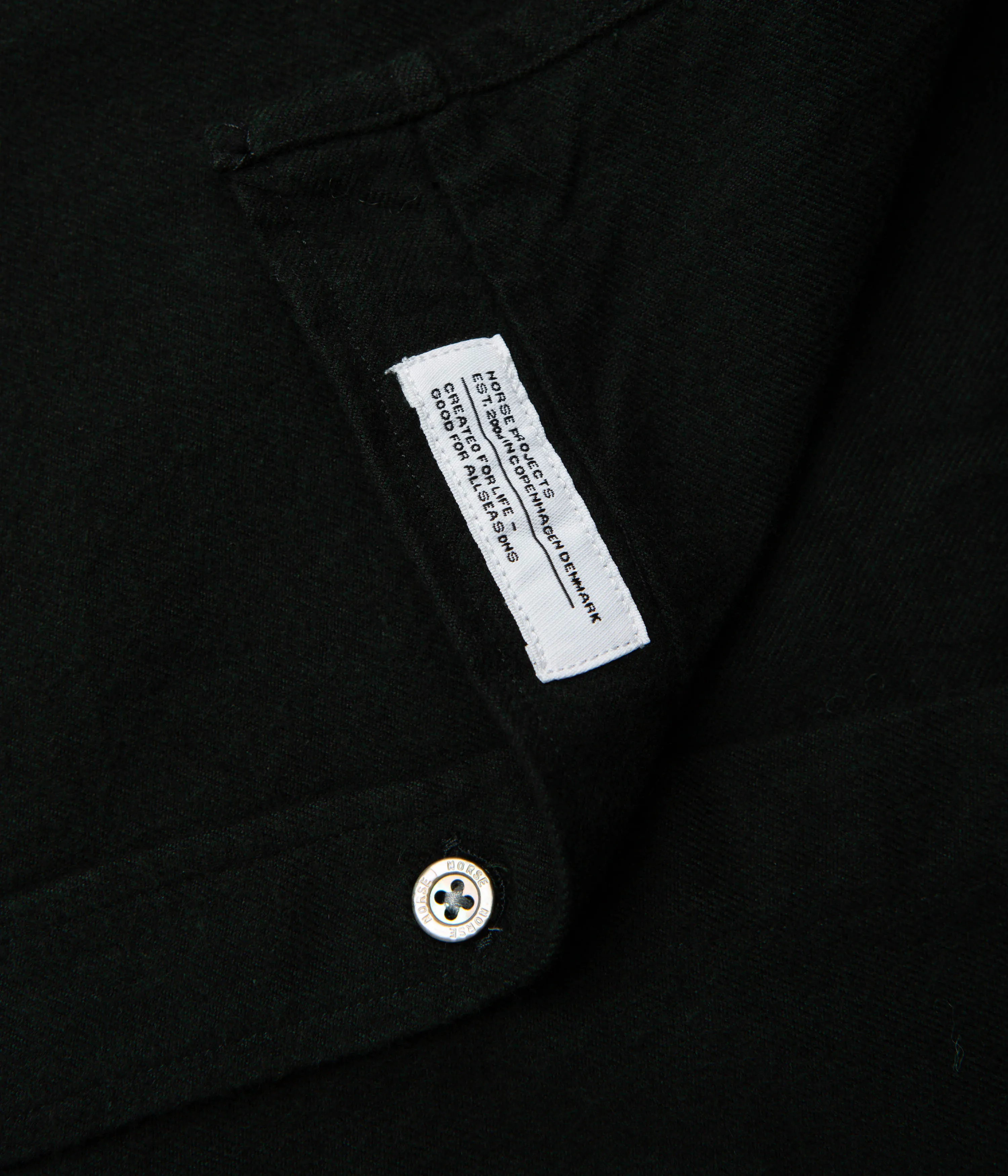 Norse Projects Anton Organic Flannel Shirt - Dark Green Two Tone Stitching Multi Functional Pockets