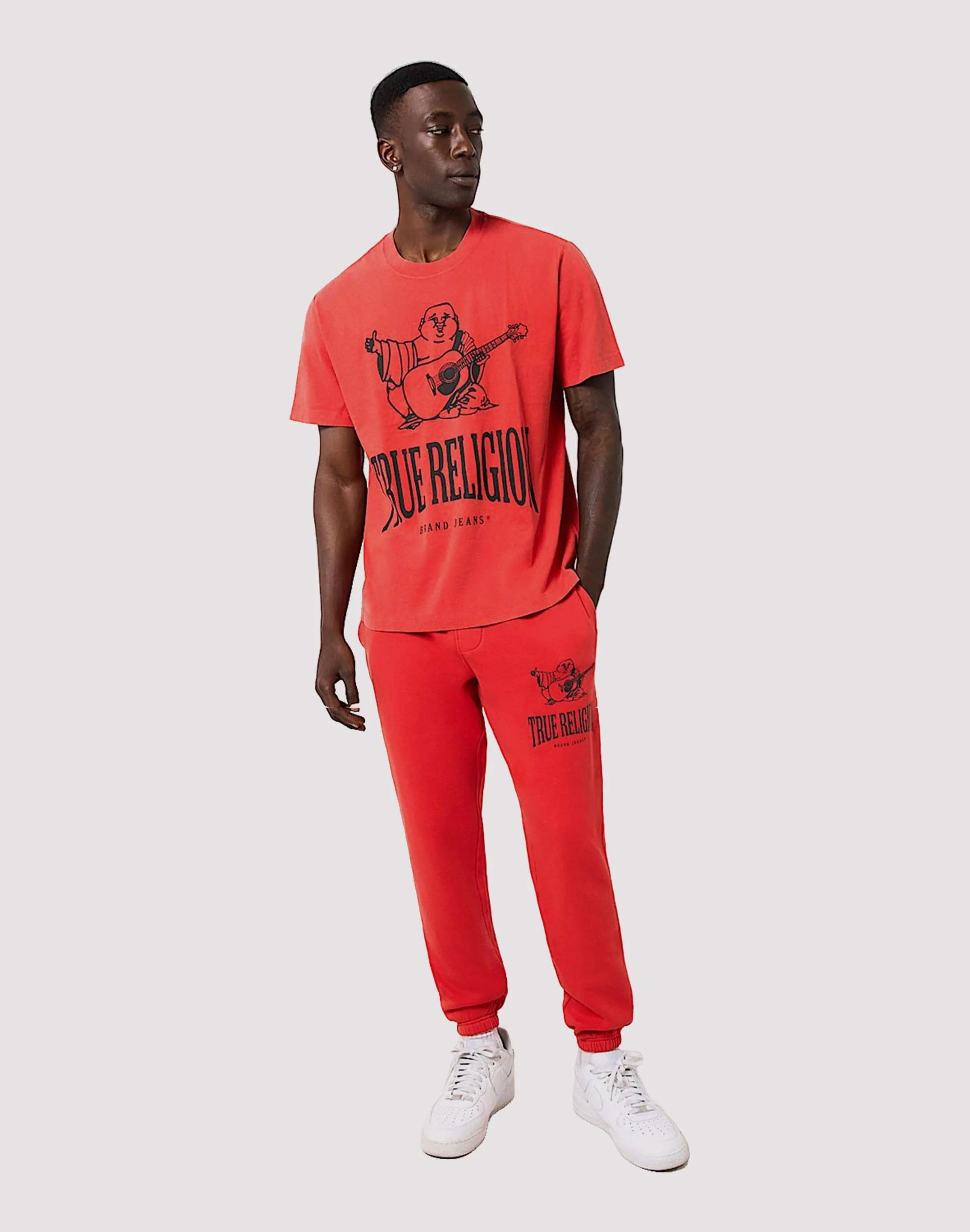 Joy Ease DoubleStitched True Religion Vintage Crackle Buddha Red Tee