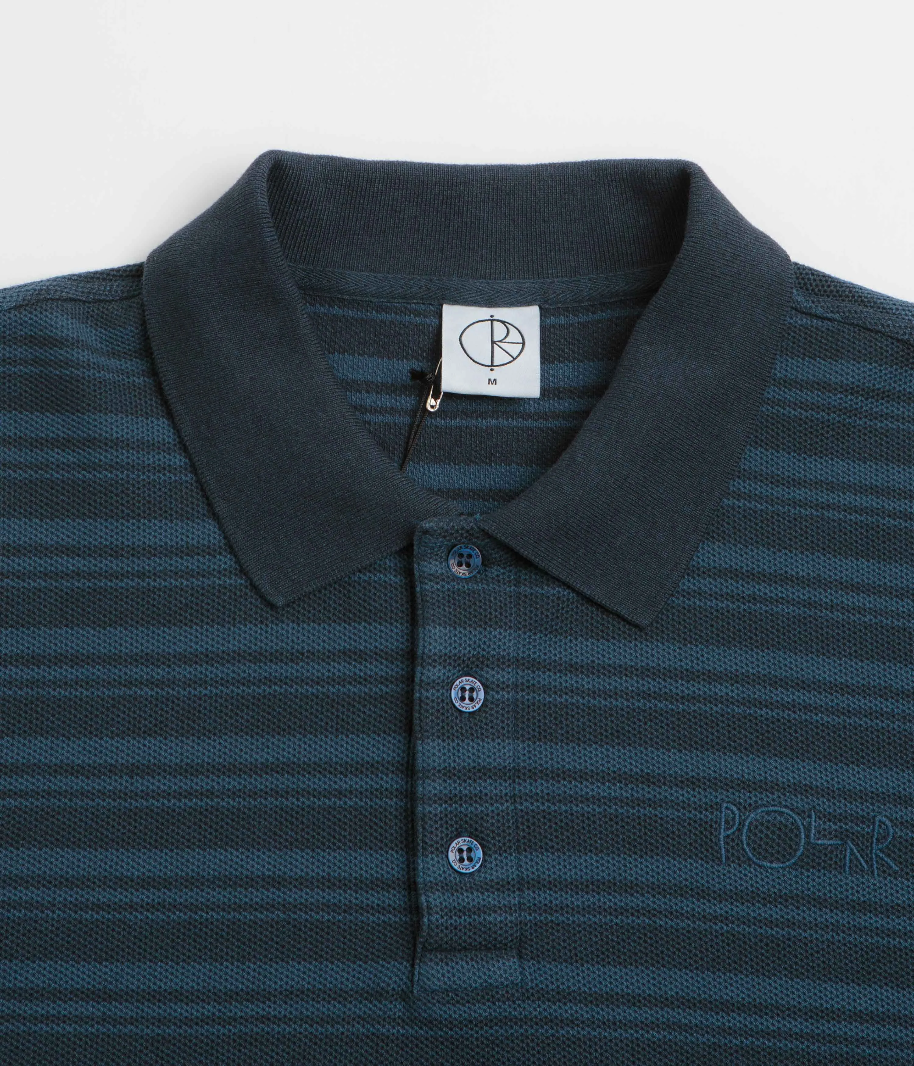 Polar Stripe Surf Polo Shirt - Neptune Blue Seamless Shoulder Construction
