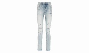 Fire Patch Jeans "Van Winkle" Street Casual Adaptive Stretch Fabric
