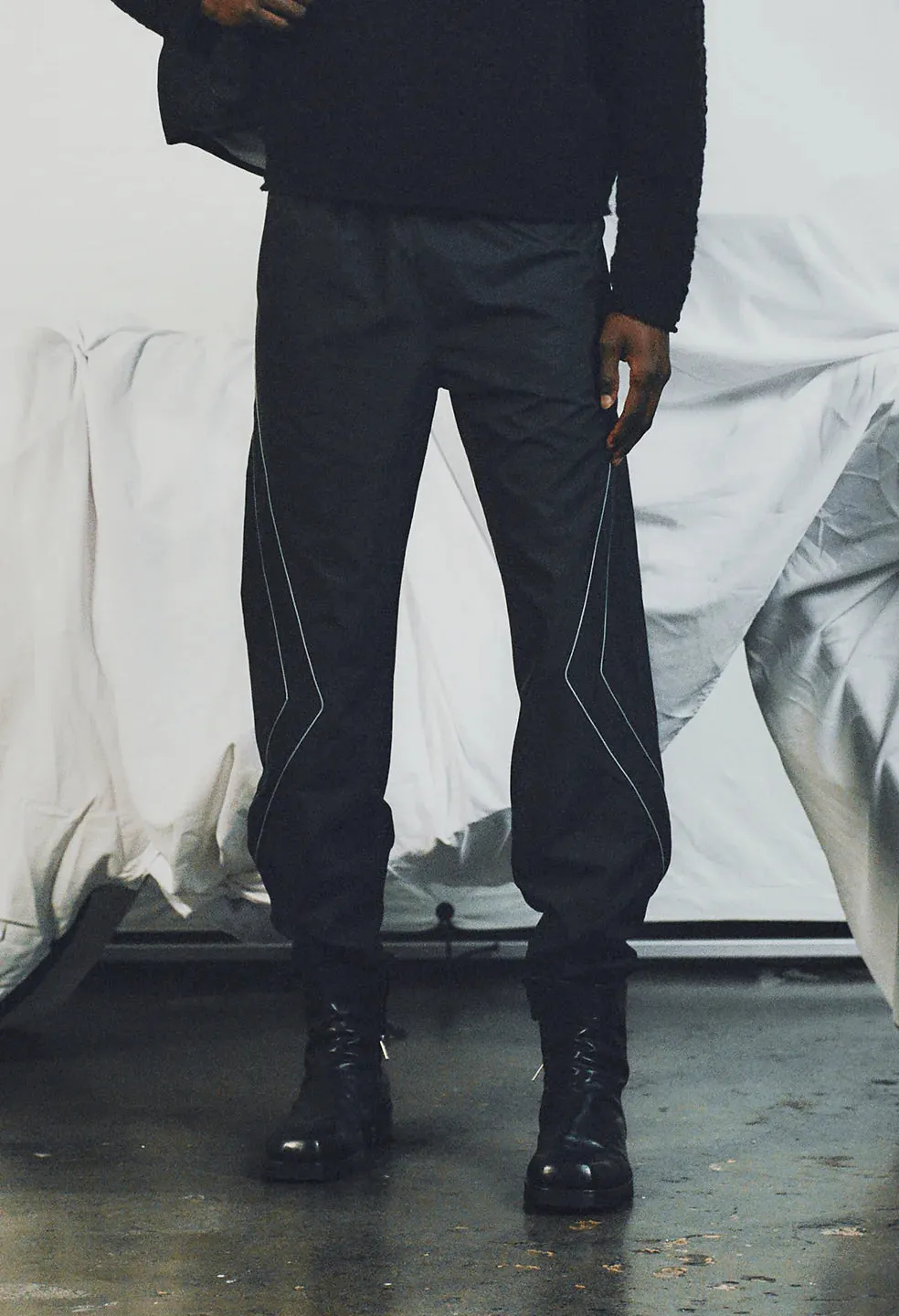 Japan Neat Late Breeze PANELLED NYLON PANT - BLACK