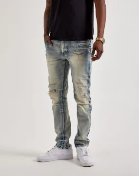 EasyCareMaterial Smoke Rise Wave Effect Slim Jeans