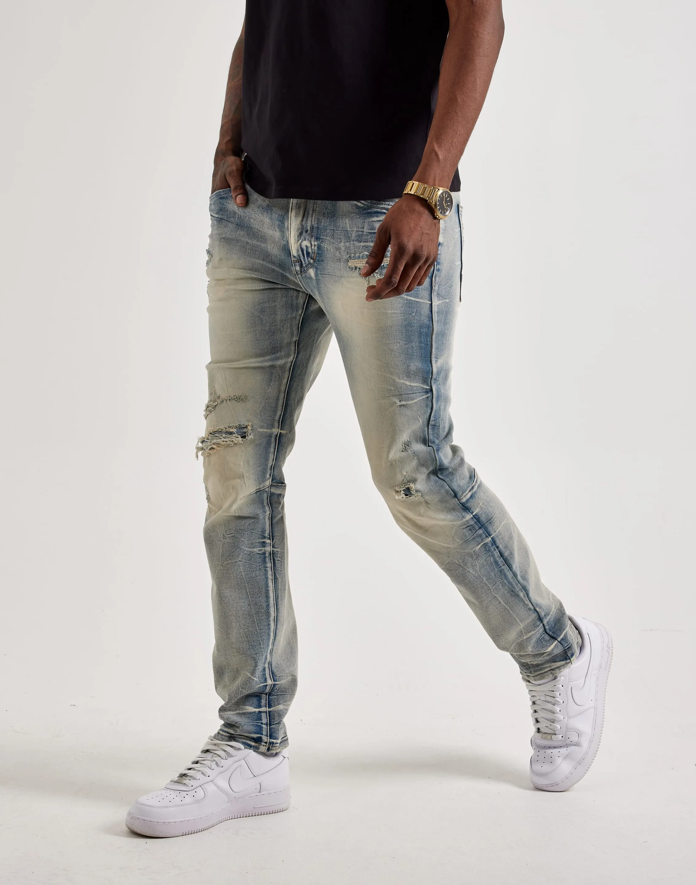 Smoke Rise Wave Effect Slim Jeans SmoothZipper EcoFriendlyMaterial